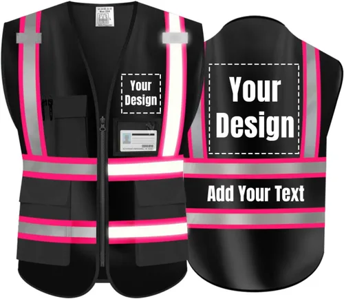 Miniatura 17 de Chaleco de Seguridad Reflectante de Alta Visibilidad Personalizable con Logo y 5 Bolsillos Hi Vis Chaleco Ropa de Trabajo Protectora para Exteriores