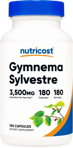 Nutricost Gymnema Sylvestre Extract 180 cápsulas para 180 porciones por botella, sin OMG, sin gluten y apto para vegetarianos