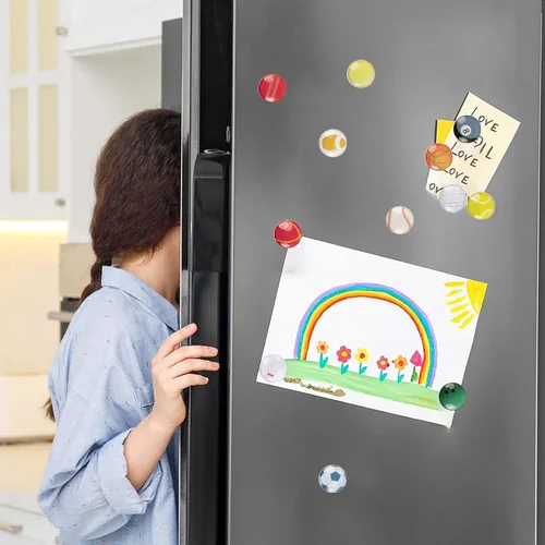 Miniatura 7 de Imanes de vidrio fuerte para refrigerador, paquete de 12 calcomanías magnéticas para nevera de baskertball deportivo, pizarra blanca, armarios