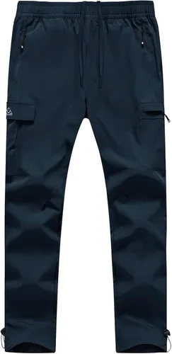 BGOWATU Pantalones de senderismo para hombre, pantalones cargo elásticos resistentes al agua, pantalones ligeros de secado rápido para pesca al aire