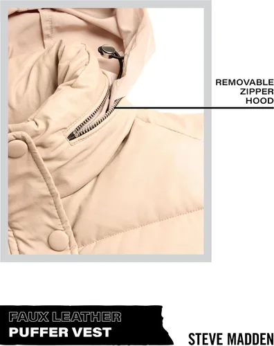Miniatura 4 de Steve Madden Chaleco para mujer Chaleco de invierno acolchado de piel sintética para mujer Chaqueta acolchada sin mangas (S-XL)