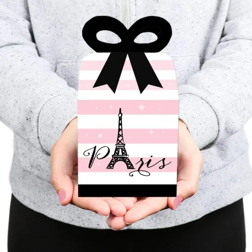 Miniatura 8 de Big Dot of Happiness París, Ooh La La - Cajas de regalo cuadradas para baby shower o fiesta de cumpleaños - Juego de 12 cajas de lazo con temática