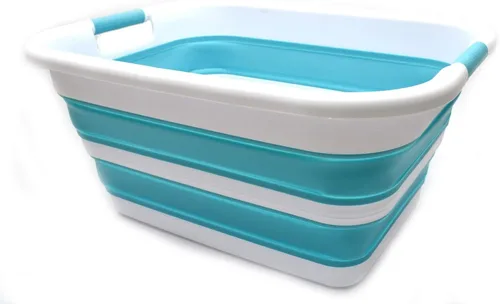 SAMMART Cesta plegable de plástico plegable de 41 L (10.8 galones), contenedor de almacenamiento plegable, bañera de lavado portátil, cesta de