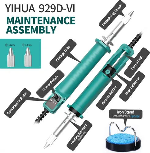 Miniatura 4 de YIHUA 929D VI - Plancha desoldadora eléctrica controlada por temperatura con rendimiento mejorado, herramienta de soldadura calentada con 3