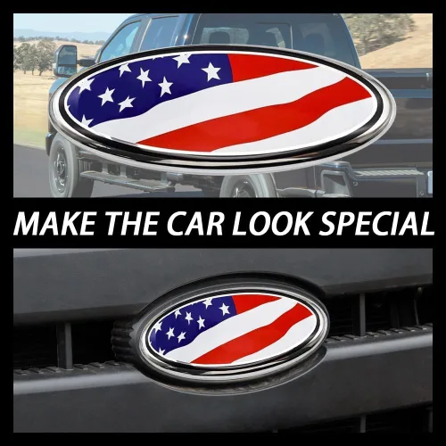 Miniatura 3 de Emblema para rejilla delantera y portón trasero del automóvil, emblema de superposición de bandera americana de 9 pulgadas, emblema de insignia