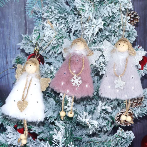 Miniatura 3 de FZBNSRKO 3 colgantes de muñeca de ángel, adornos de felpa de Navidad, adornos de ángel de felpa para fiesta de Navidad, Año Nuevo, cumpleaños, boda