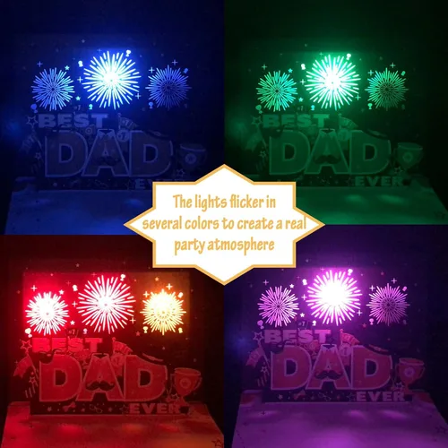 Miniatura 6 de Tarjeta emergente 3D para el día del padre, luces y música, mejor tarjeta de papá del mundo, tarjetas del día del padre, regalo del día del padre