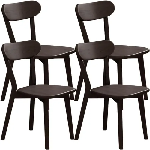 YVYKFZD Sillas de comedor de madera maciza, juego de sillas de cocina con respaldo curvo, silla de comedor sin brazos, silla auxiliar cómoda de Negro