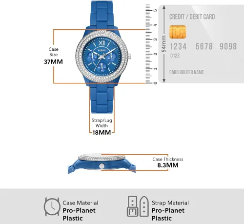 Miniatura 5 de Fossil Stella Quartz - Reloj cronógrafo de acero inoxidable para mujer
