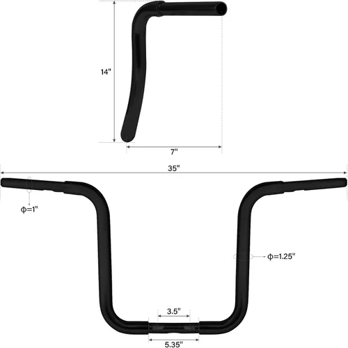 Miniatura 4 de TCT-MOTORPARTS - Manillar Ape personalizado de 1 1/4" con elevación de 14" para Harley Sportster Softail FLST FXST 1200 883 Custom Dyna Fatboy Cromo