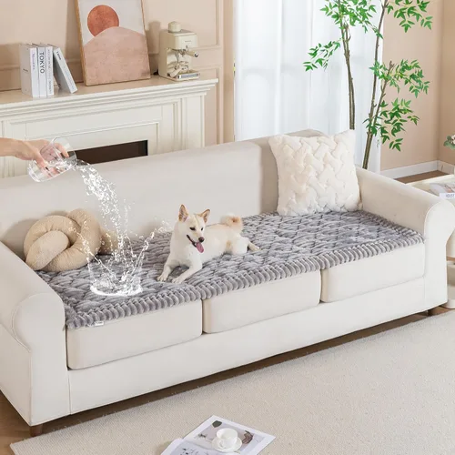 Miniatura 19 de PuTian Funda de sofá 100% impermeable y mullida para perros, gruesa, lavable, antiarañazos, antideslizante, protector de muebles