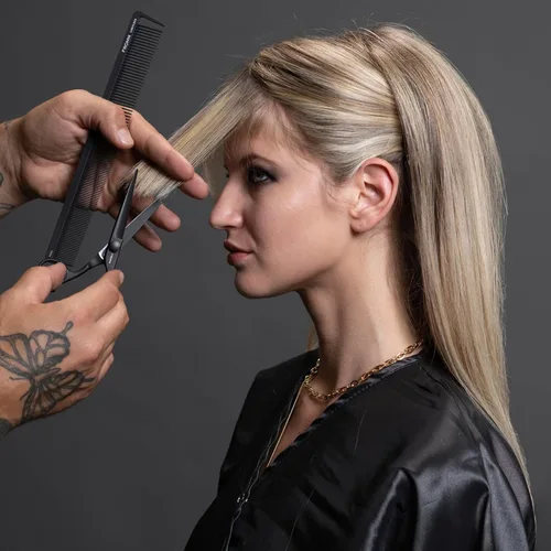 Miniatura 5 de Fromm Tijeras profesionales de corte de pelo de 5.75 pulgadas, 1 pieza de precisión deslizante y punta, tijeras de acero japonés negro mate con hoja