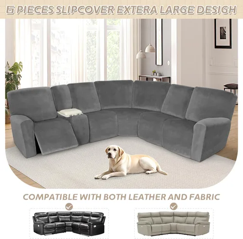 Miniatura 23 de Arfntevss Fundas de sofá seccional reclinable de terciopelo, Funda de sofá seccional de esquina para sofá reclinable, Funda elástica suave