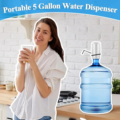 Miniatura 7 de Dispensador de agua para botella de 5 galones, bomba de agua eléctrica para jarra de 5 galones con interruptor y carga USB, dispensador de jarra