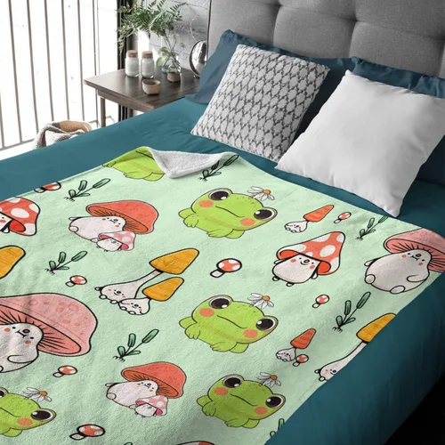 Miniatura 3 de Manta de rana y hongos, manta suave y acogedora de franela para sofá, cama, sala de estar, 40 x 30 pulgadas (XS) para mascotas