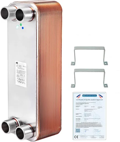 BestEquip Intercambiador de calor 3 "x7.5" 40 placas intercambiador de calor de placas soldadas 316L 3/4 "MPT Intercambiador de calor B3-12A