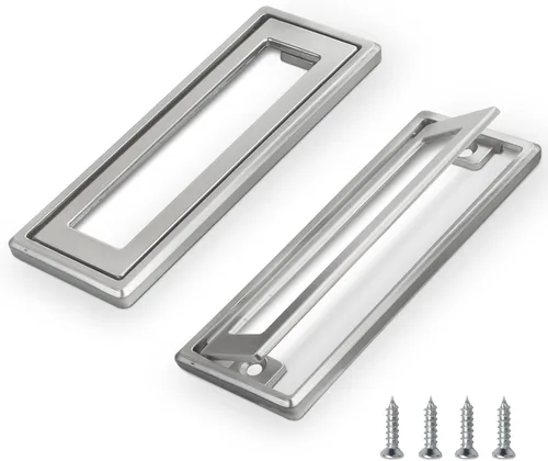 Miniatura 8 de 2 tiradores de puerta empotrados cuadrados negros empotrados, manijas de 4.53 x 1.77 pulgadas para armarios y cajones, aleación de zinc, trampa