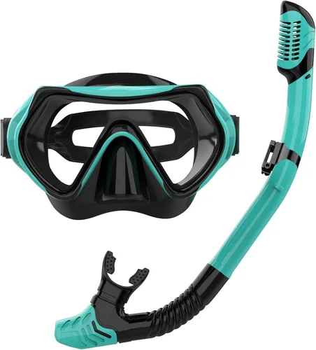 Miniatura 18 de Equipo de esnórquel para adultos, juego de máscara de esnórquel JRing con vidrio templado de 180 grados, gafas antivaho para buceo, esnórquel