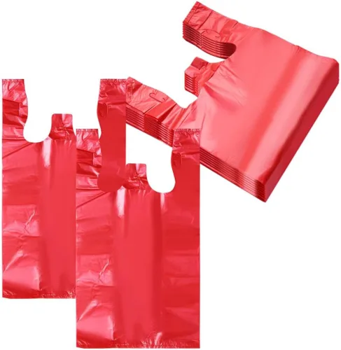 Miniatura 10 de ROYALNA 100 unidades, bolsas de plástico para compras de playera blancas (12" x 6.5" x 21"), reutilizables y desechables para restaurantes, tiendas