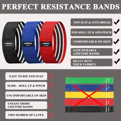 Miniatura 3 de STANDROCK Bandas de resistencia de tela para entrenamiento, bandas de 3 y 4 niveles, bandas de resistencia largas para mujeres y hombres Bandas