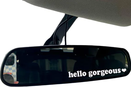 Miniatura 7 de 3x Pegatina para espejo retrovisor de «Hello Gorgeous», accesorio holográfico para coche para mujeres, calcomanía de color láser para vaso