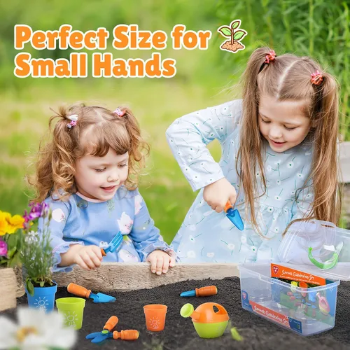 Miniatura 3 de PLAY Juego de Jardinería para Niños, Juego de Herramientas de Jardín para Niños, Kit de Herramientas de Jardinería con Pala, Tenedor, Espatula