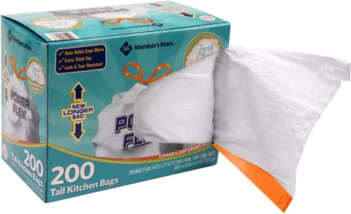 Miniatura 4 de Members Mark Power Flex de 13 galones, protección contra fugas, bolsas altas con cordón de ajuste simple para cocina