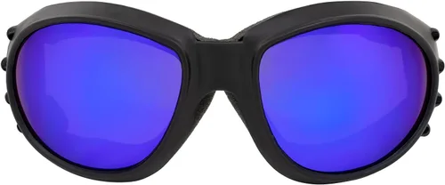 Miniatura 2 de Birdz 2 pares de gafas de equitación deportivas Eagle negro mate acolchadas con lente reflectante azul/naranja ReflecTech
