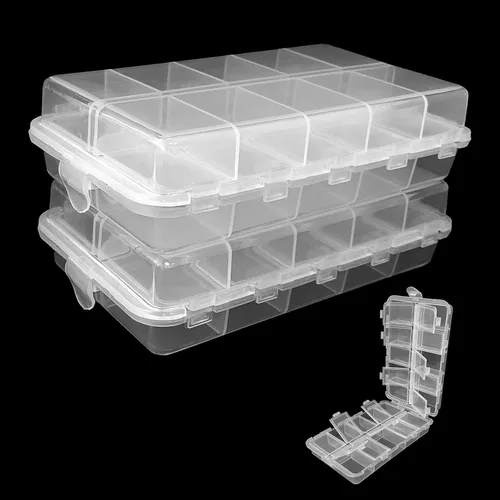 Aventik - Caja de aparejos de pesca, 2 unidades, cajas de plástico, caja organizadora de almacenamiento, almacenamiento de aparejos de pesca (caja