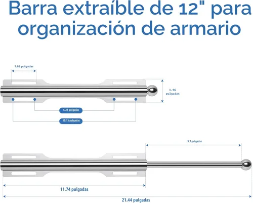 Miniatura 2 de Barra de valet de 12 pulgadas para armario extraíble (1 paquete, cromado)