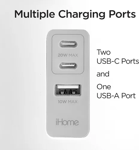 Miniatura 4 de iHome PowerPlant - Estación de carga, suculentas falsas con estación de carga USB para iPhone, Android y más, color blanco (iPP45)