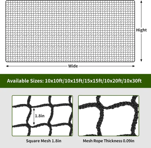 Miniatura 2 de Baseball Net Netting Batting Cage Net Backstop Net - Heavy Duty Nylon Sports Netting with 33FT Rope & Steel Hanging Kit, Multiple Sizes for Backyard