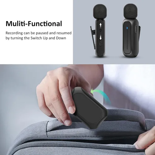 Miniatura 7 de Ecomxia 2 Piezas Micrófono de Solapa Inalámbrico para iPhone iPad Android con Estuche de Carga 7H Micrófono de Clip de Solapa Inalámbrico