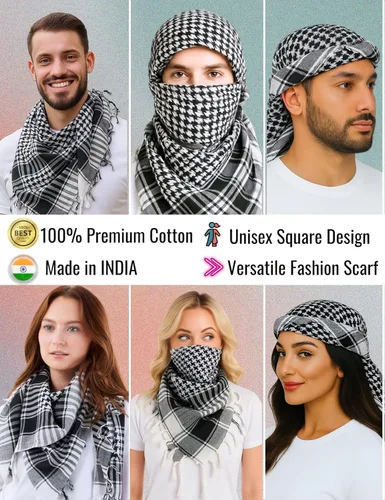 Miniatura 2 de LOVARZI Shemagh Cottons Arab Keffiyeh - Bufanda militar táctica para cabeza y cuello