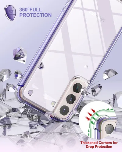 Miniatura 6 de SURITCH Funda transparente para Samsung Galaxy S22+ Plus de 6.6 pulgadas (solamente), [protector de pantalla integrado] carcasa rígida protectora