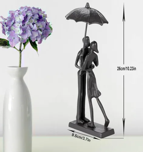 Miniatura 6 de Escultura de hierro hecha a mano, adorno de metal, figura de pareja, arte romántico, estatua de hierro, detalles modernos abstractos, figuritas