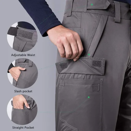 Miniatura 3 de FREE SOLDIER - Pantalones impermeables para hombre, con aislamiento de nieve, bolsillos con cierre de cremallera, para esquí, snowboarding, invierno