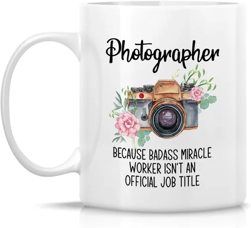 Miniatura 2 de Retreez Taza divertida – Photographer cause Badass Miracle Worker isn't Official Job Tittle Tazas de café de cerámica de 11 onzas – Divertido