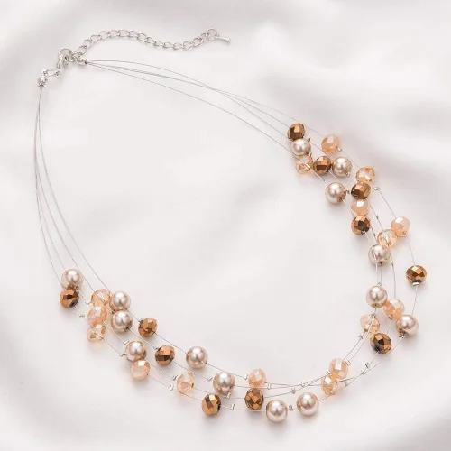 Miniatura 4 de Bulinlin Gargantilla en capas de perlas de río - Collar de joyería de moda para mujer