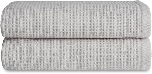 Miniatura 19 de Cozy Earth Toallas de baño de punto gofre, 60% algodón, 40% viscosa de bambú, 40 x 65 pulgadas, rizo suave y absorbente, reversible, patrón de punto