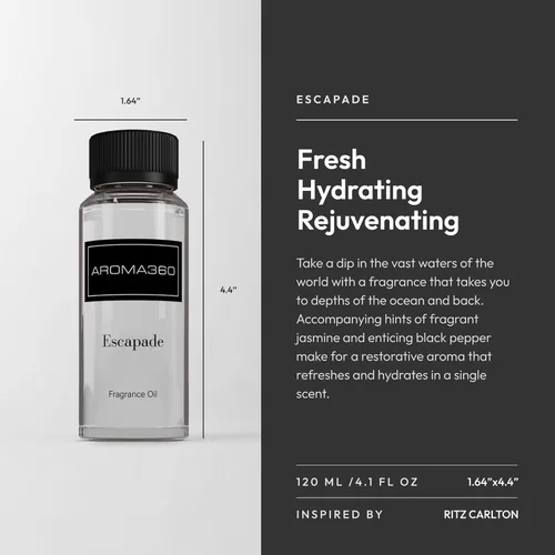 Miniatura 2 de Aroma360 - Aceite de Fragancia Escapade - Aceite de Difusor de Aroma de Aromaterapia de Lujo - Toques de Limón, Océano, Bergamota y Jazmín Fragante