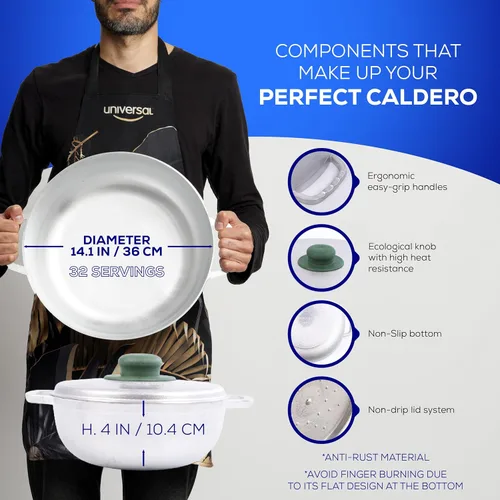 Miniatura 3 de Universal Caldero (profesional grande) 32 tazas – 11.6 cuartos de galón / 11 L, olla de aluminio inoxidable, distribución uniforme del calor y olla