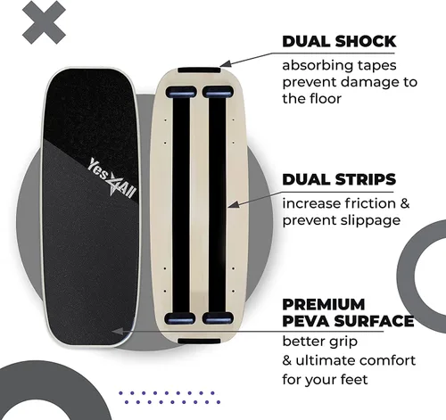 Miniatura 4 de Yes4All Tabla de Equilibrio Entrenador Deportivo, Tabla de Entrenador de Surf con Topes Ajustables, Mejora la Fuerza del Core y el Control del A.