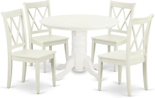 Miniatura 13 de East West Furniture SHCL3-BLK-C - Juego de mesa de comedor moderno de 3 piezas que contiene una mesa de cocina redonda con pedestal y 2 sillas
