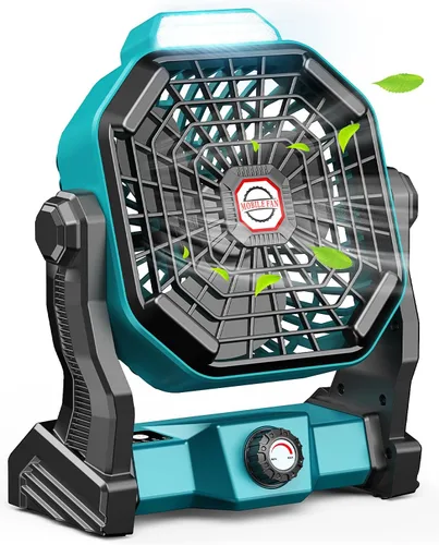 Miniatura 10 de JINLICTE Ventilador de Camping con Linterna LED, 20000 mAh, 9 Pulgadas, Ventilador Portátil Recargable con Batería, con Velocidad Variable y Negro