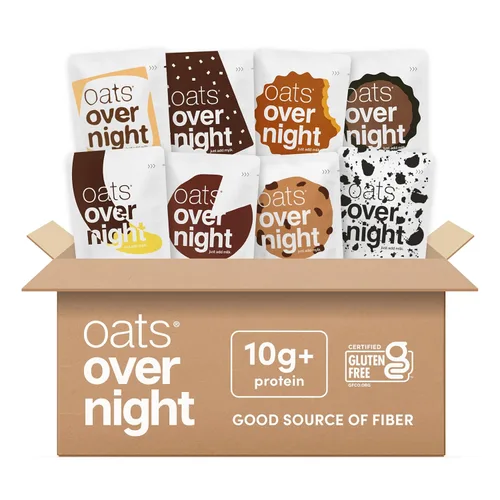 Oats Overnight Paquete Variado de Chocolate - Batido de Proteína para Desayuno Alto en Proteína y Alto en Fibra - Avena Sin Gluten, Avena Alta en