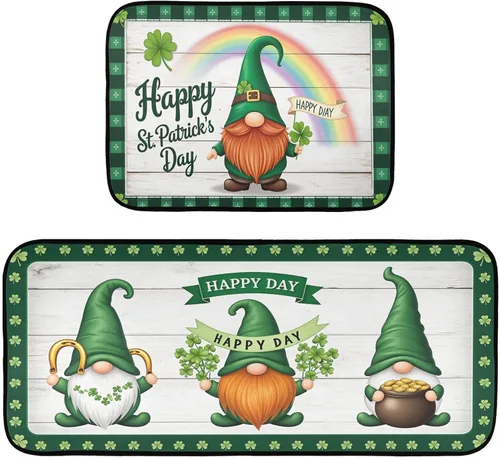 Miniatura 8 de Juego de 2 alfombras y tapetes de cocina retro con diseño de camión rojo con diseño de árbol de corazón, diseño de búfalo rojo, antifatiga