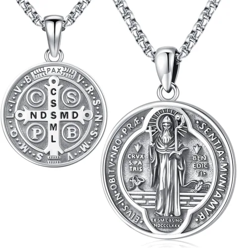 Miniatura 211 de Eusense Saint Necklace Sterling Silver 925 Protection Jewelry for Men Women Patron St Medals Amulet Pendant