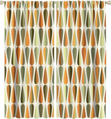Miniatura 24 de Cortinas opacas de arte abstracto de mediados de siglo para dormitorio, cortinas modernas de estilo bohemio con hojas geométricas florales, cortinas