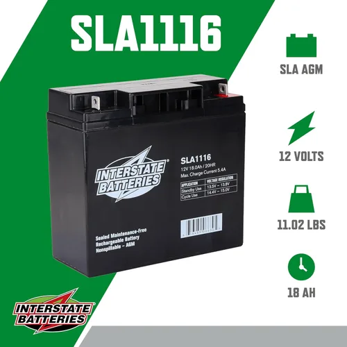 Miniatura 2 de Interstate Batteries Batería de 12V 18Ah (2 unidades) (terminal de tuerca y perno) SLA AGM VRLA Recargable Reemplazo para energía solar